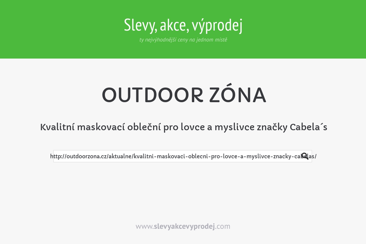 Kvalitní maskovací obleční pro lovce a myslivce značky Cabela´s