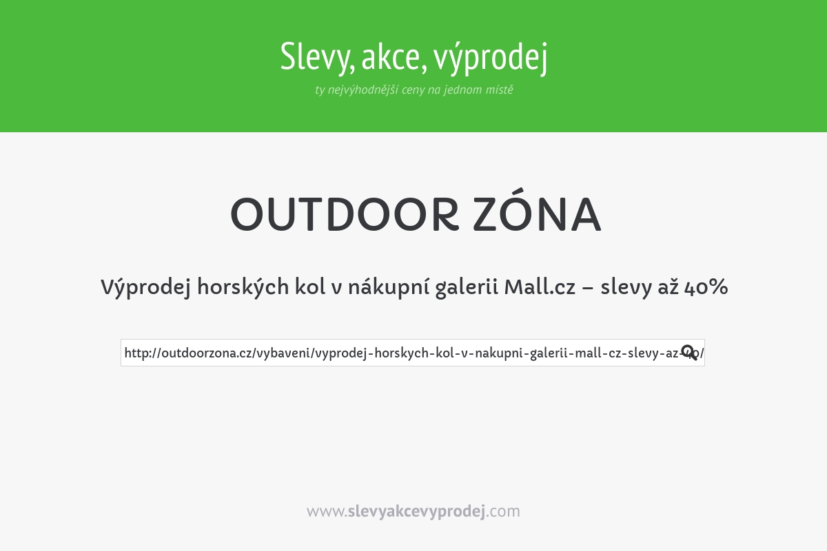 Výprodej horských kol v nákupní galerii Mall.cz – slevy až 40%