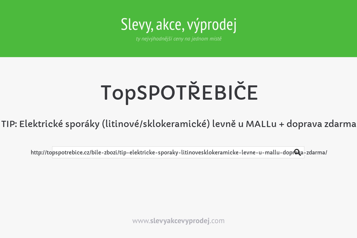 TIP: Elektrické sporáky (litinové/sklokeramické) levně u MALLu + doprava zdarma