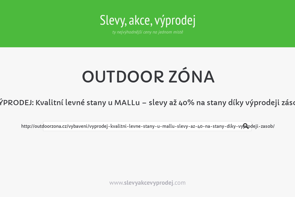 VÝPRODEJ: Kvalitní levné stany u MALLu – slevy až 40% na stany díky výprodeji zásob