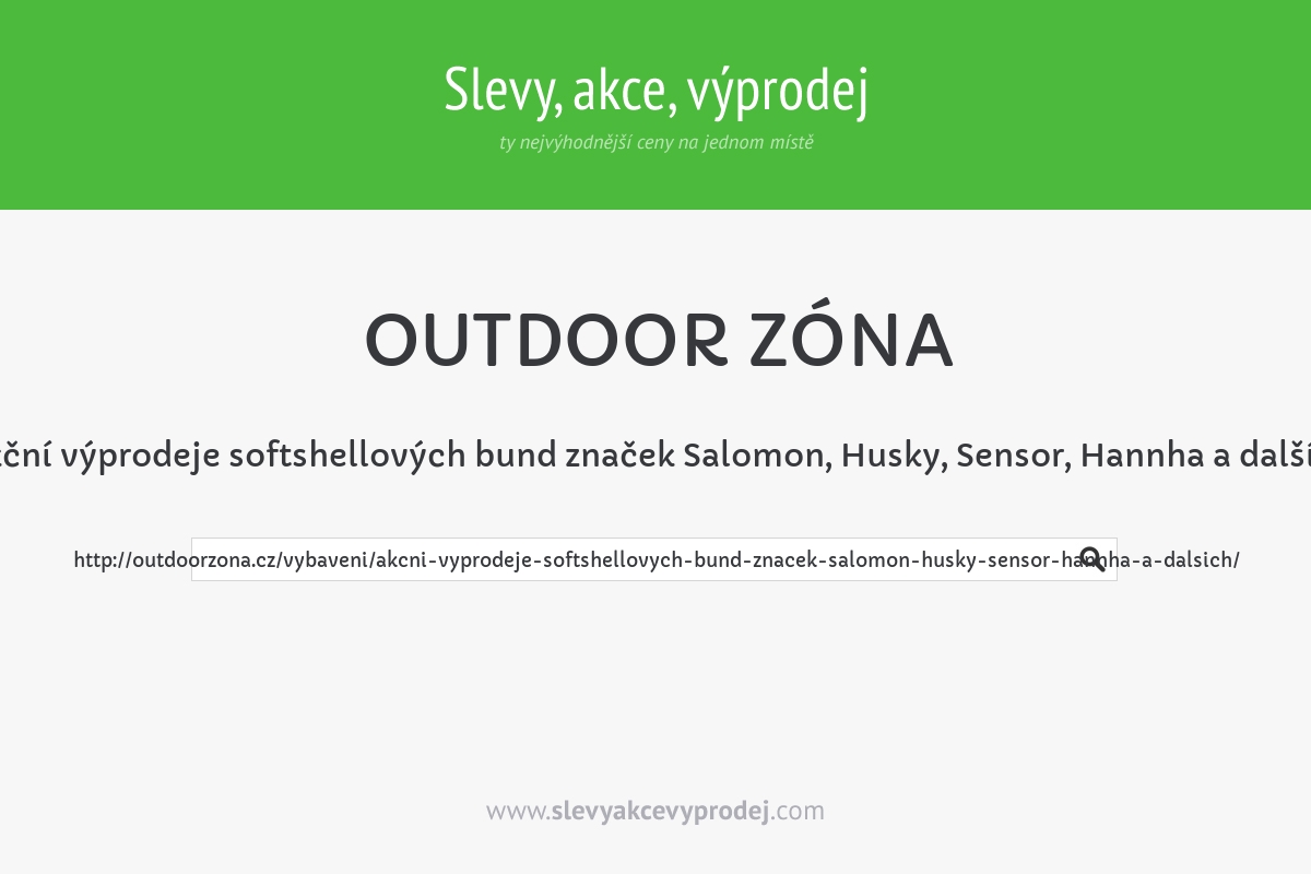 Akční výprodeje softshellových bund značek Salomon, Husky, Sensor, Hannha a dalších