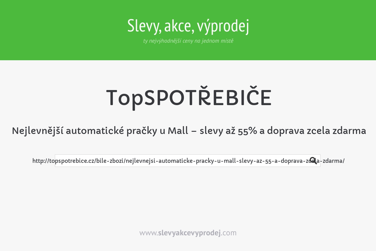 Nejlevnější automatické pračky u Mall – slevy až 55% a doprava zcela zdarma