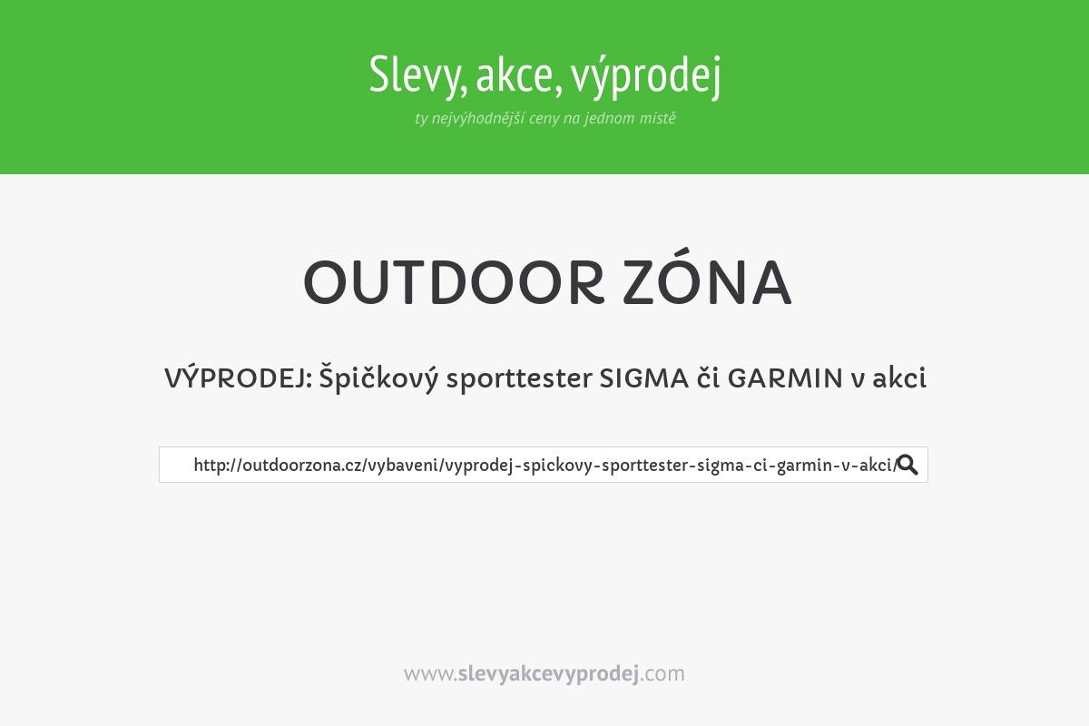 VÝPRODEJ: Špičkový sporttester SIGMA či GARMIN v akci