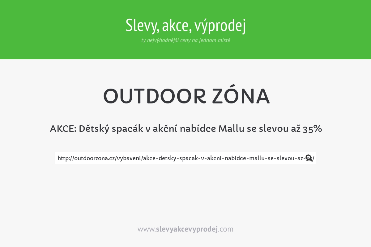 AKCE: Dětský spacák v akční nabídce Mallu se slevou až 35%