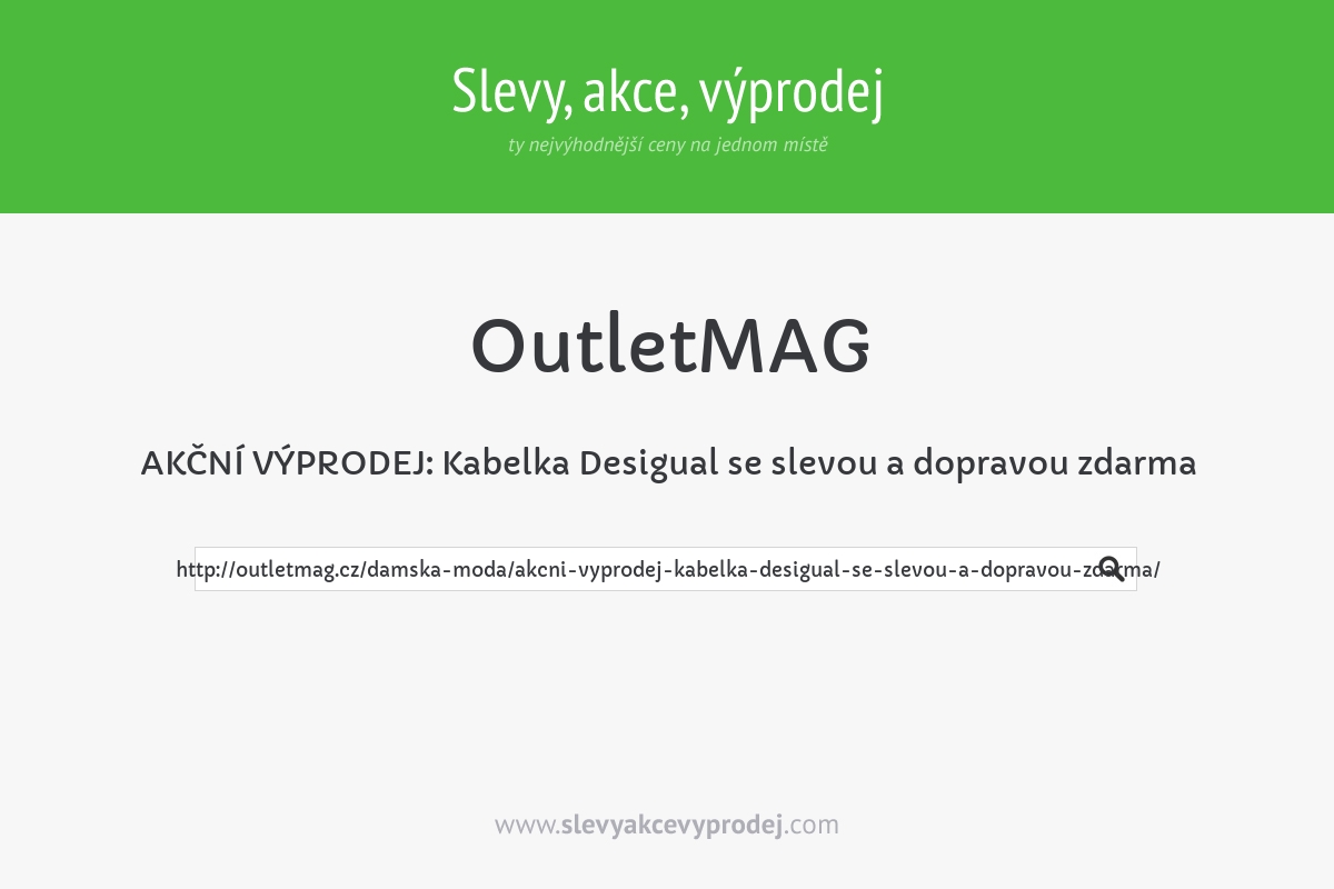 AKČNÍ VÝPRODEJ: Kabelka Desigual se slevou a dopravou zdarma