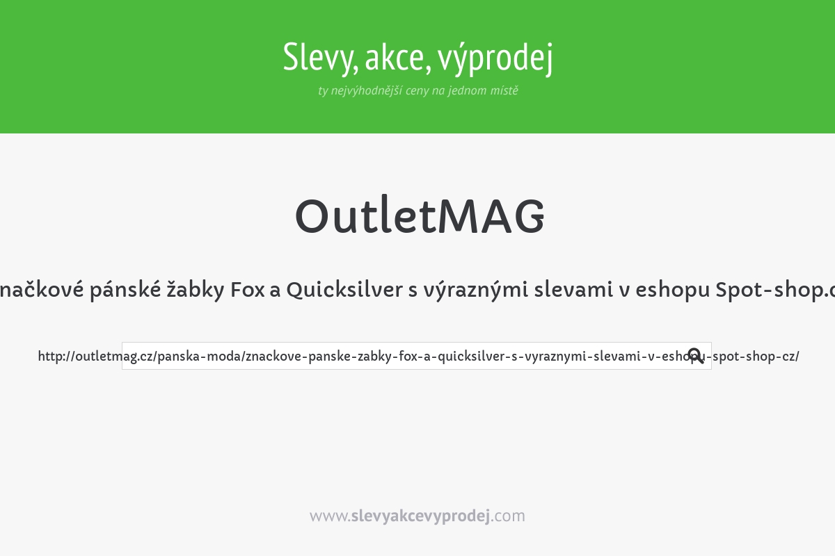 Značkové pánské žabky Fox a Quicksilver s výraznými slevami v eshopu Spot-shop.cz