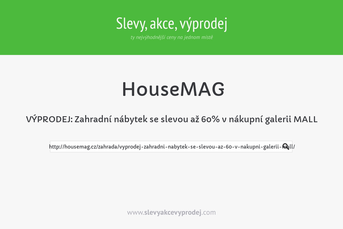 VÝPRODEJ: Zahradní nábytek se slevou až 60% v nákupní galerii MALL