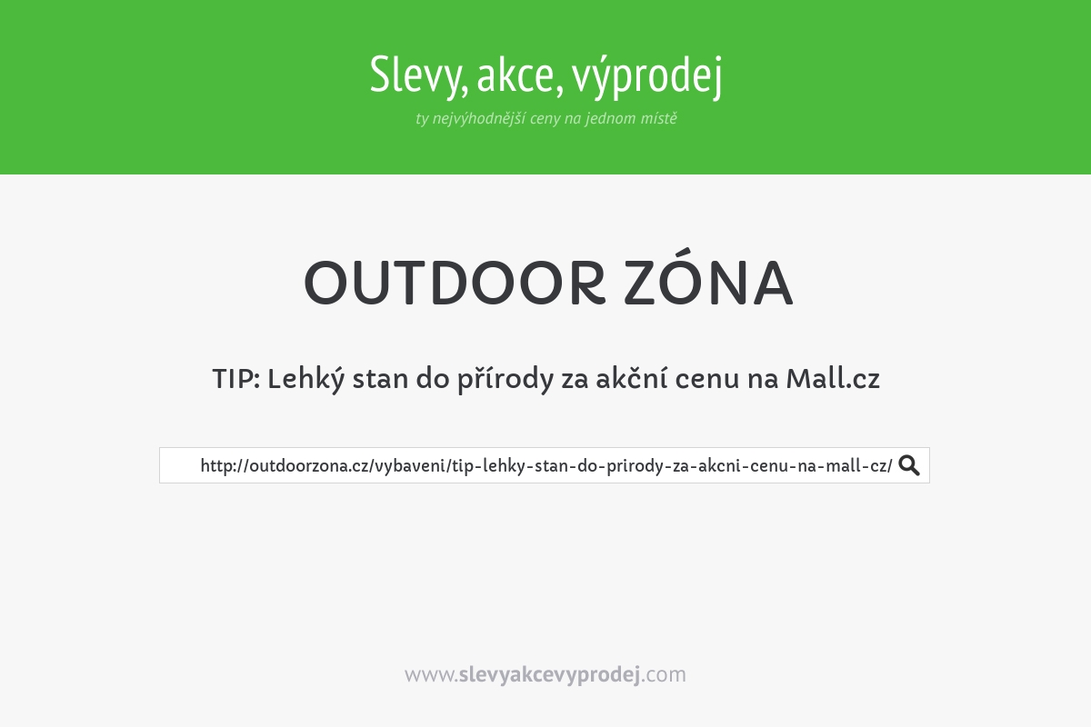 TIP: Lehký stan do přírody za akční cenu na Mall.cz