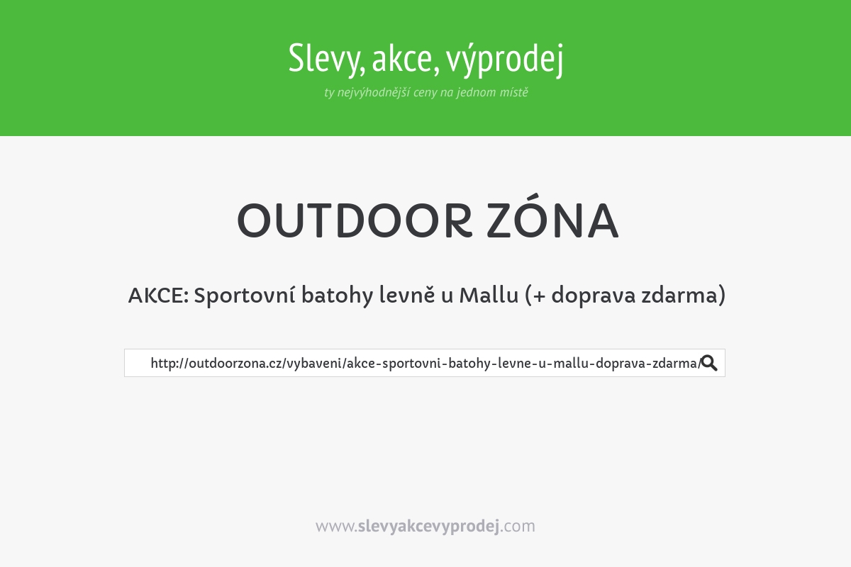 AKCE: Sportovní batohy levně u Mallu (+ doprava zdarma)