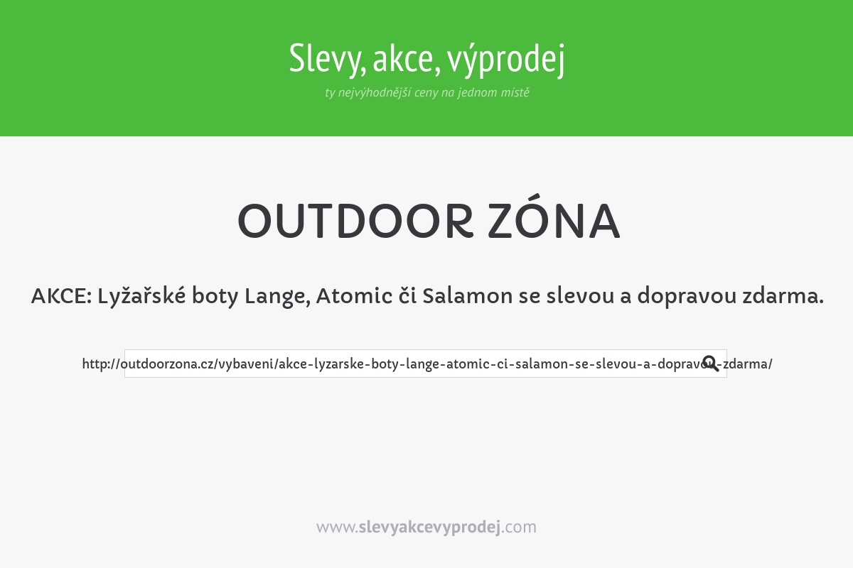 AKCE: Lyžařské boty Lange, Atomic či Salamon se slevou a dopravou zdarma.