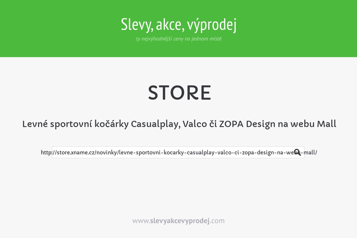 Levné sportovní kočárky Casualplay, Valco či ZOPA Design na webu Mall