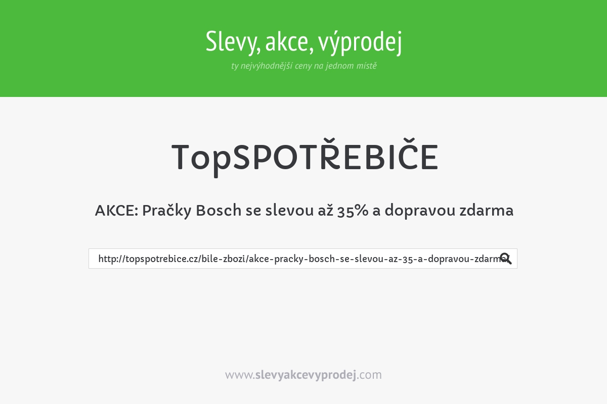 AKCE: Pračky Bosch se slevou až 35% a dopravou zdarma