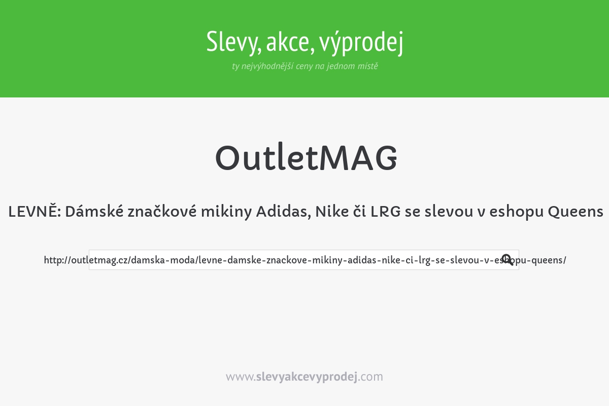 LEVNĚ: Dámské značkové mikiny Adidas, Nike či LRG se slevou v eshopu Queens