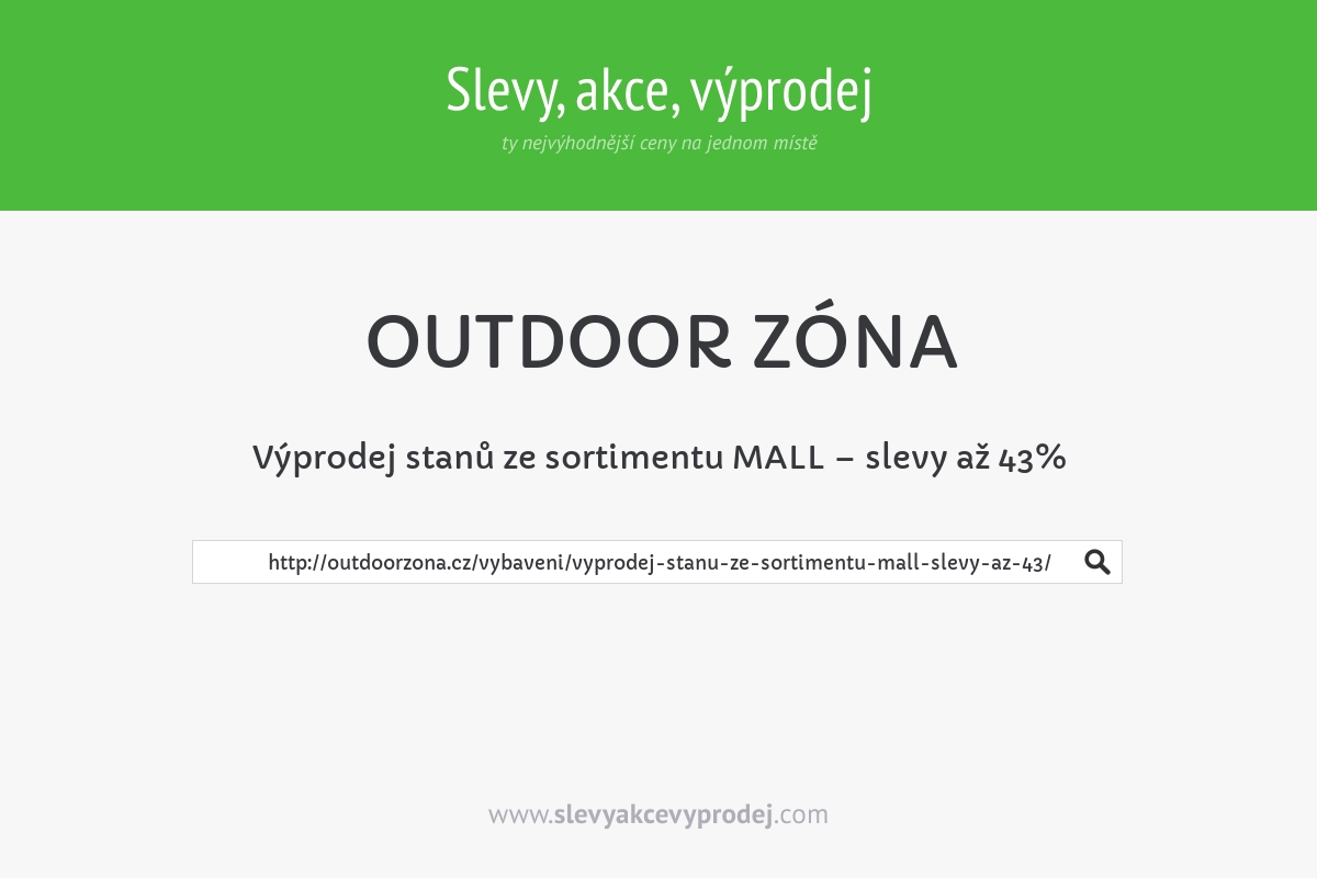 Výprodej stanů ze sortimentu MALL – slevy až 43%