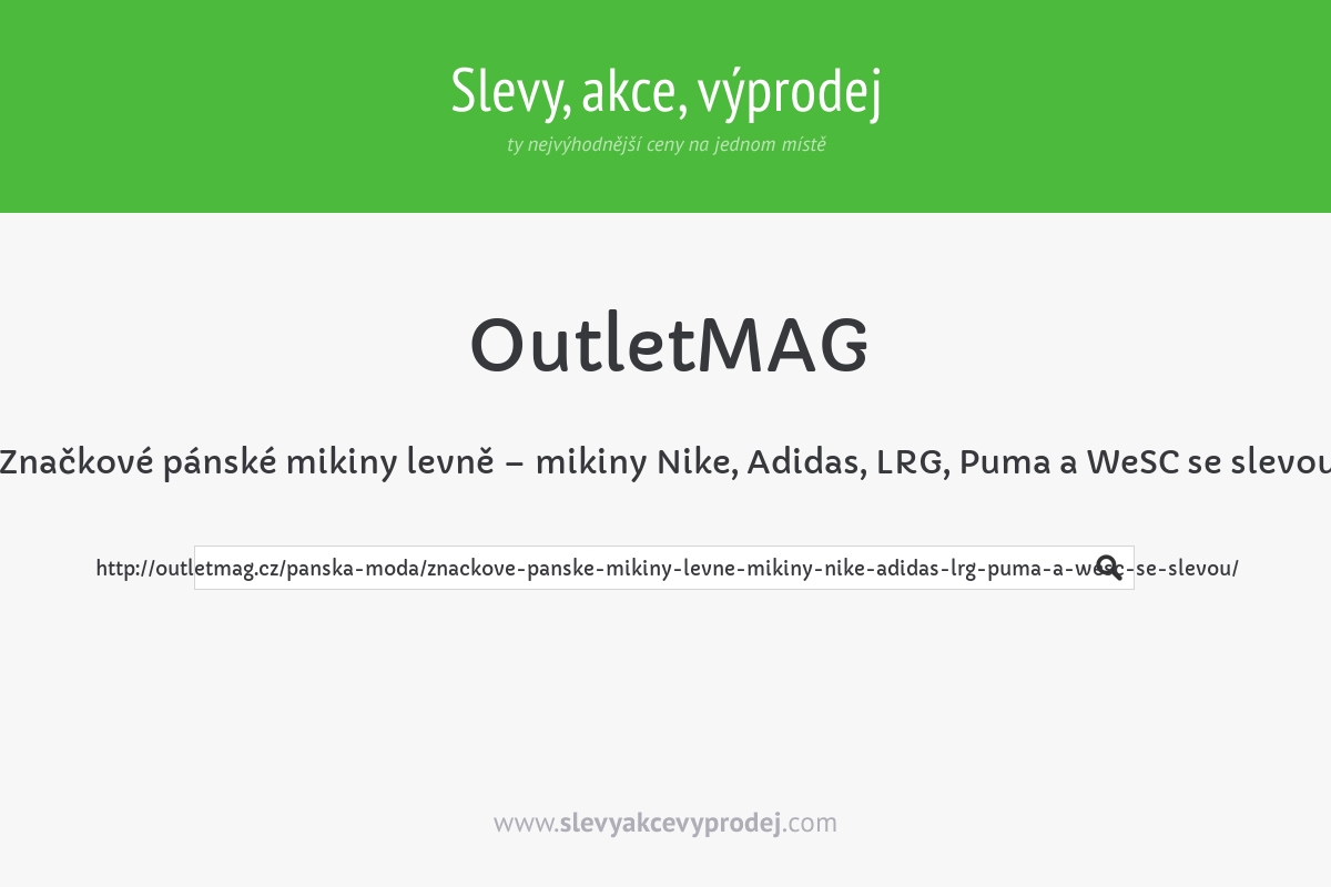 Značkové pánské mikiny levně – mikiny Nike, Adidas, LRG, Puma a WeSC se slevou