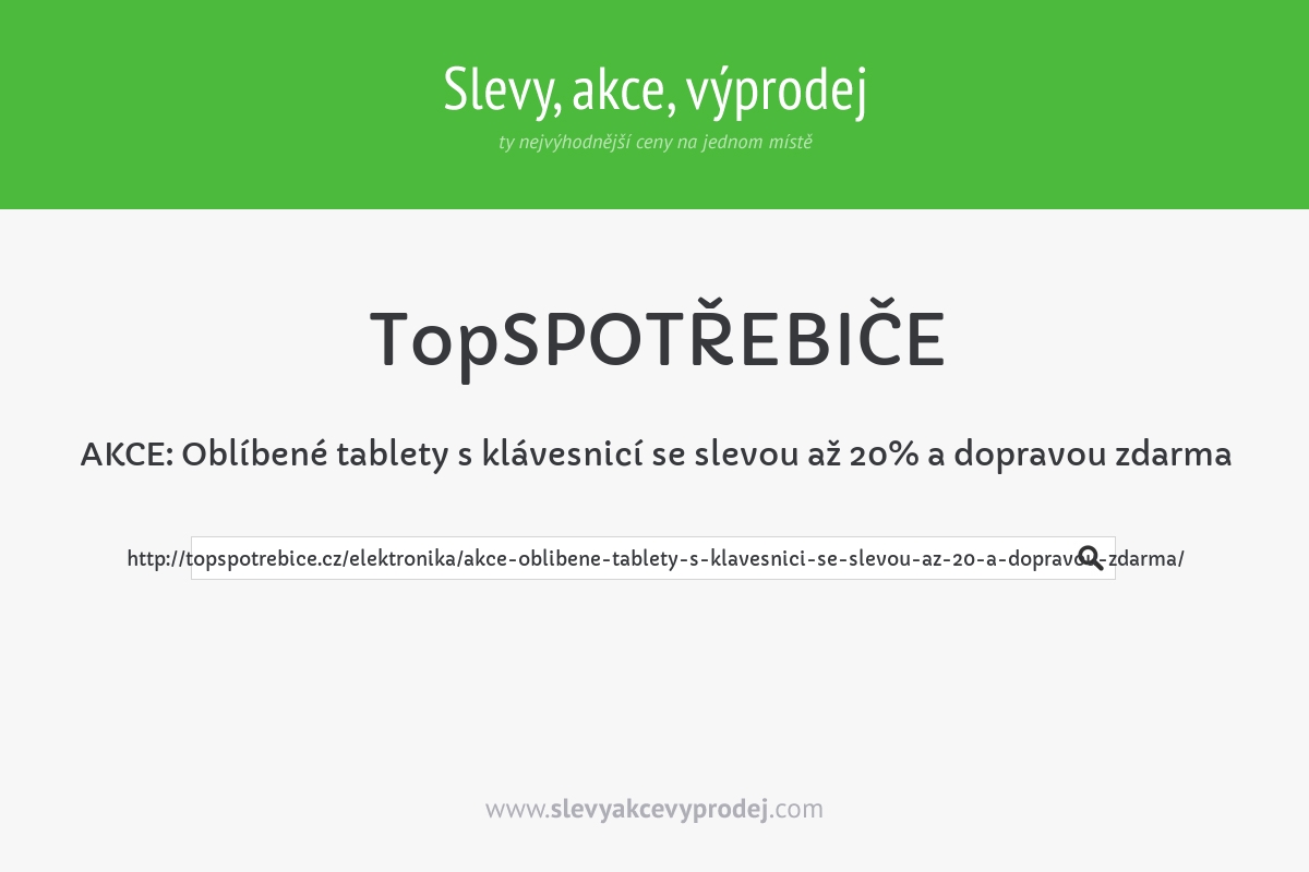 AKCE: Oblíbené tablety s klávesnicí se slevou až 20% a dopravou zdarma