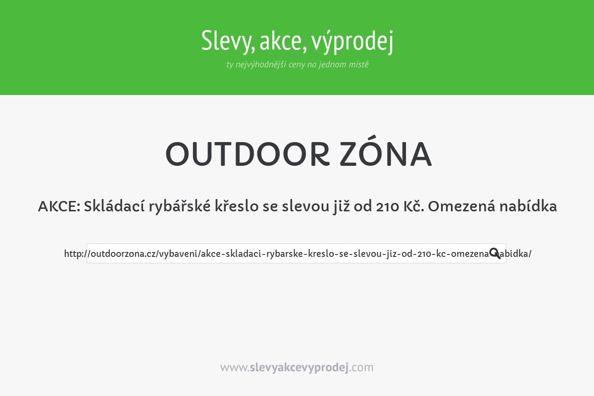 AKCE: Skládací rybářské křeslo se slevou již od 210 Kč. Omezená nabídka