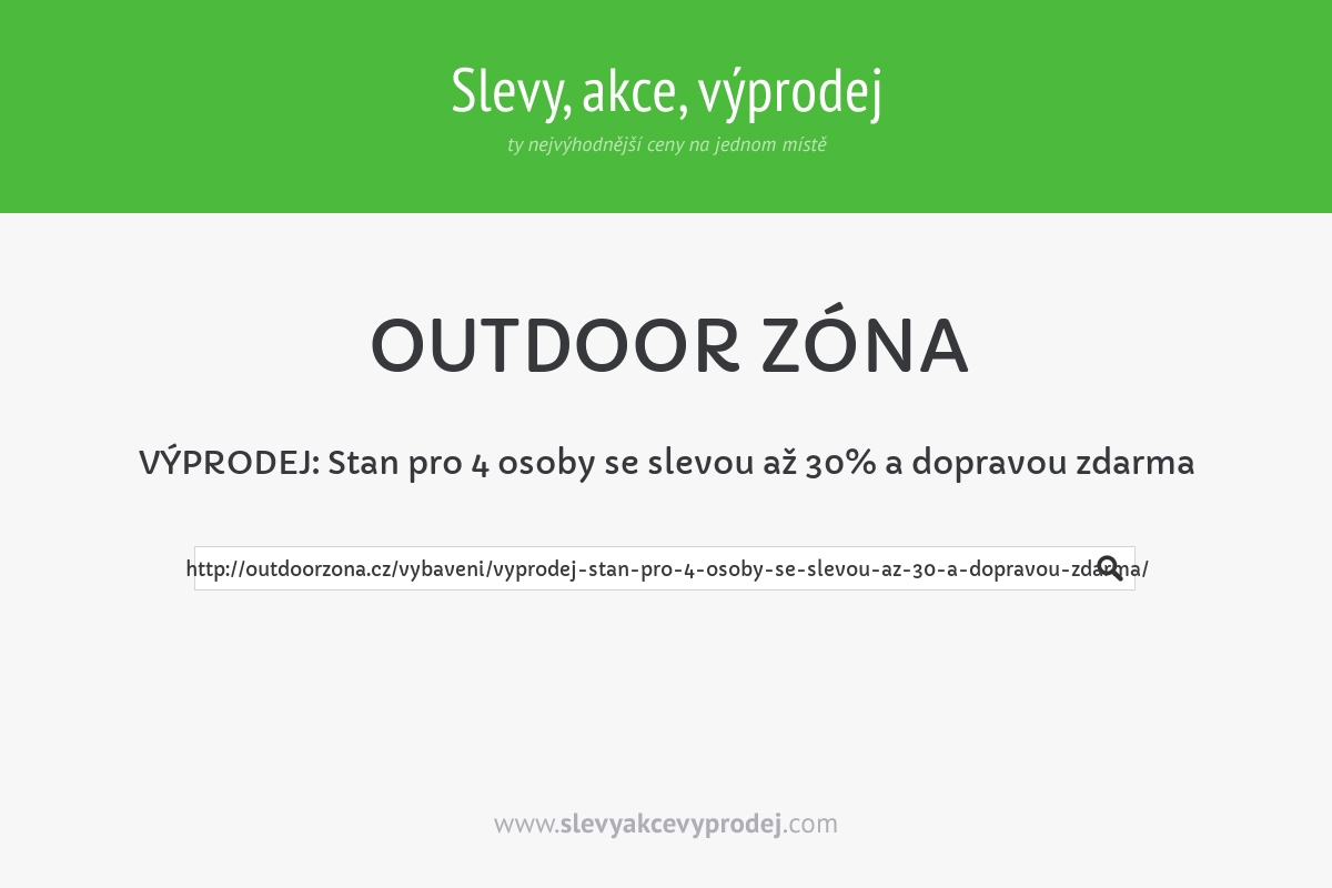 VÝPRODEJ: Stan pro 4 osoby se slevou až 30% a dopravou zdarma