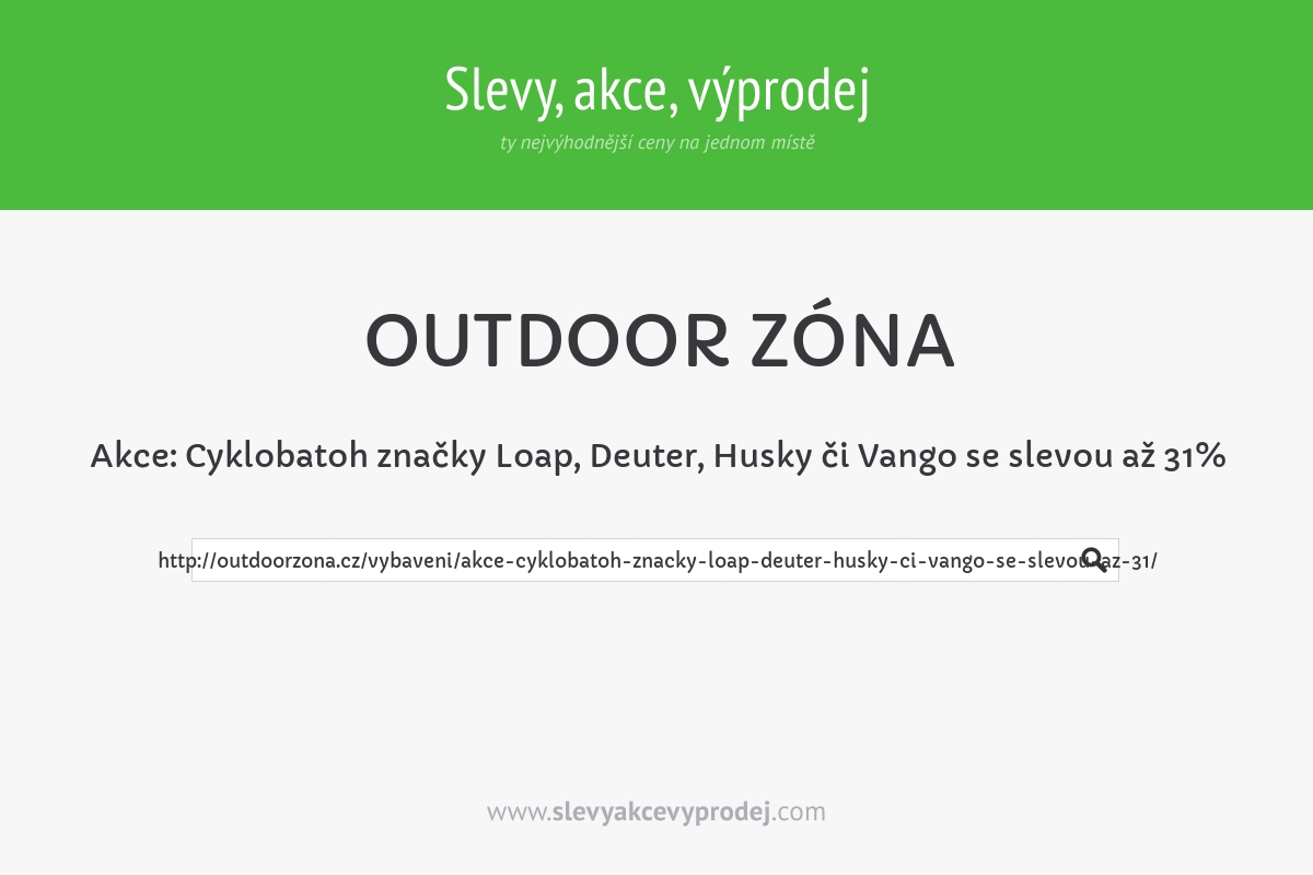 Akce: Cyklobatoh značky Loap, Deuter, Husky či Vango se slevou až 31%