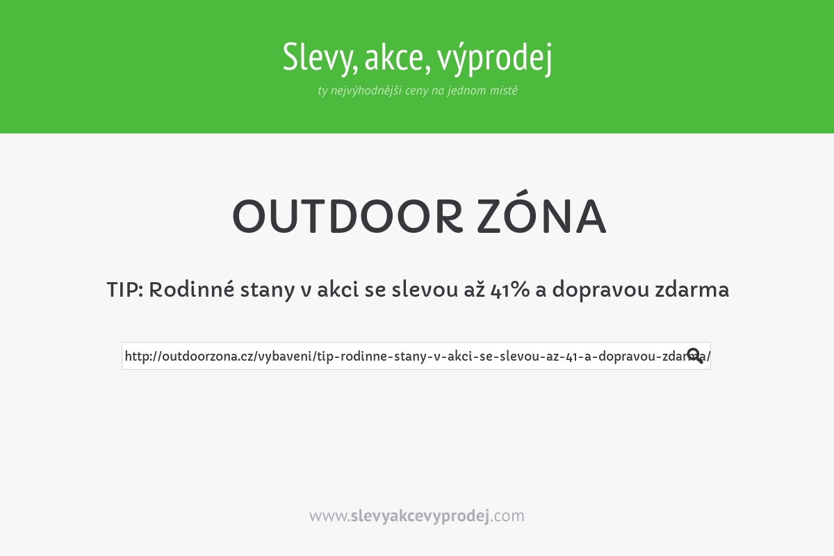 TIP: Rodinné stany v akci se slevou až 41% a dopravou zdarma