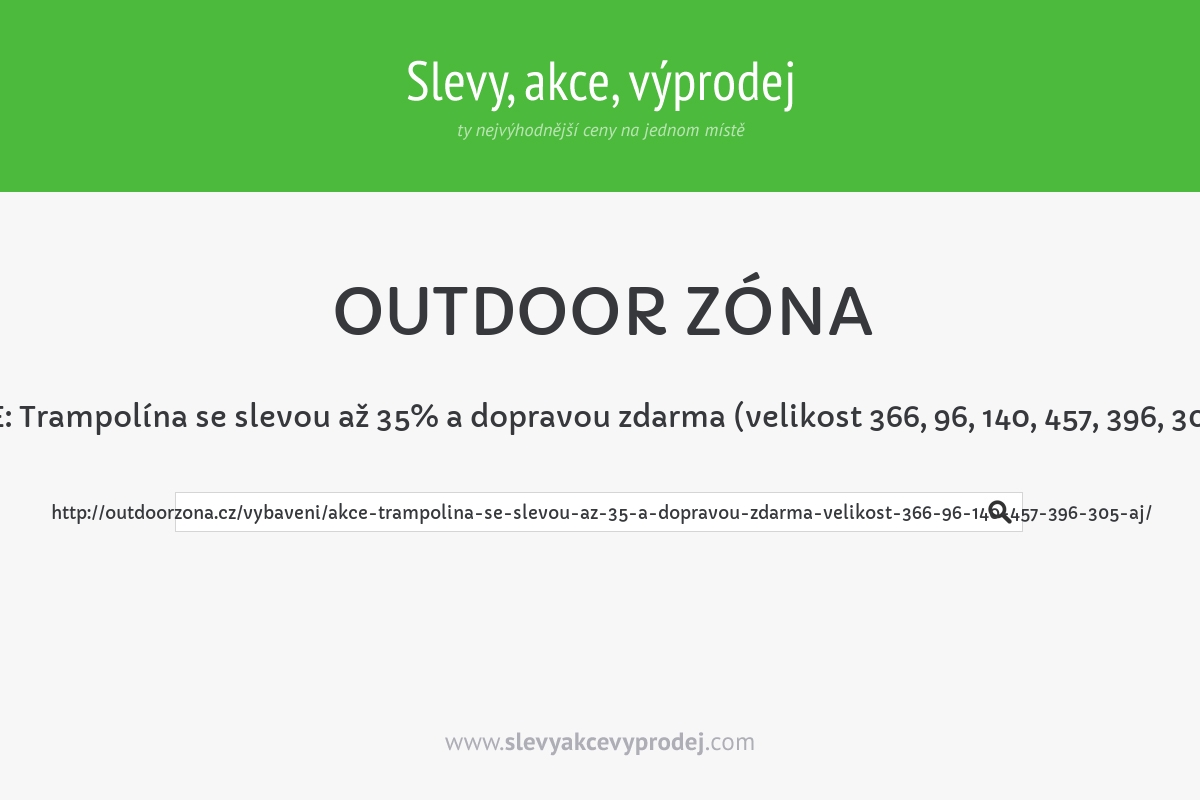 AKCE: Trampolína se slevou až 35% a dopravou zdarma (velikost 366, 96, 140, 457, 396, 305 aj.)