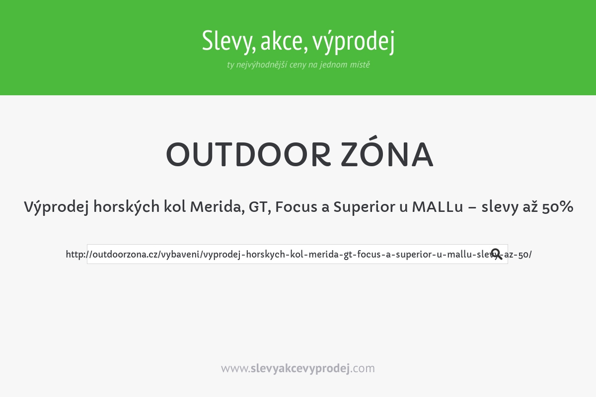 Výprodej horských kol Merida, GT, Focus a Superior u MALLu – slevy až 50%