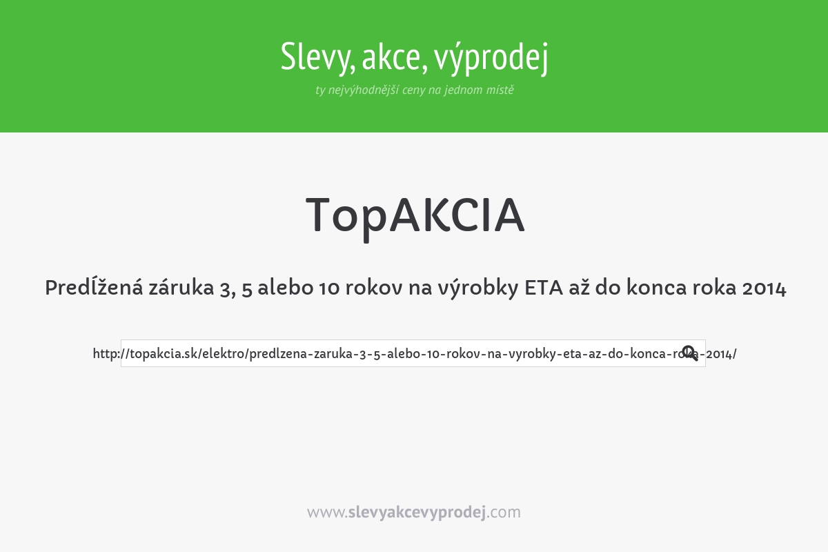 Predĺžená záruka 3, 5 alebo 10 rokov na výrobky ETA až do konca roka 2014