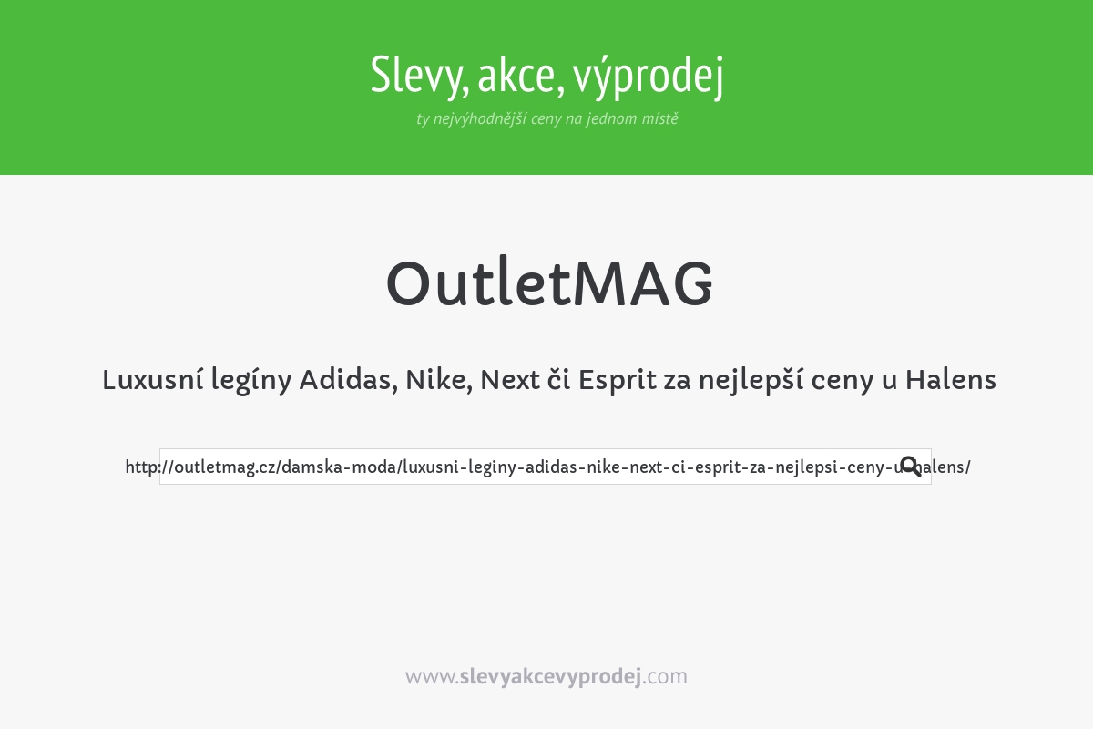 Luxusní legíny Adidas, Nike, Next či Esprit za nejlepší ceny u Halens