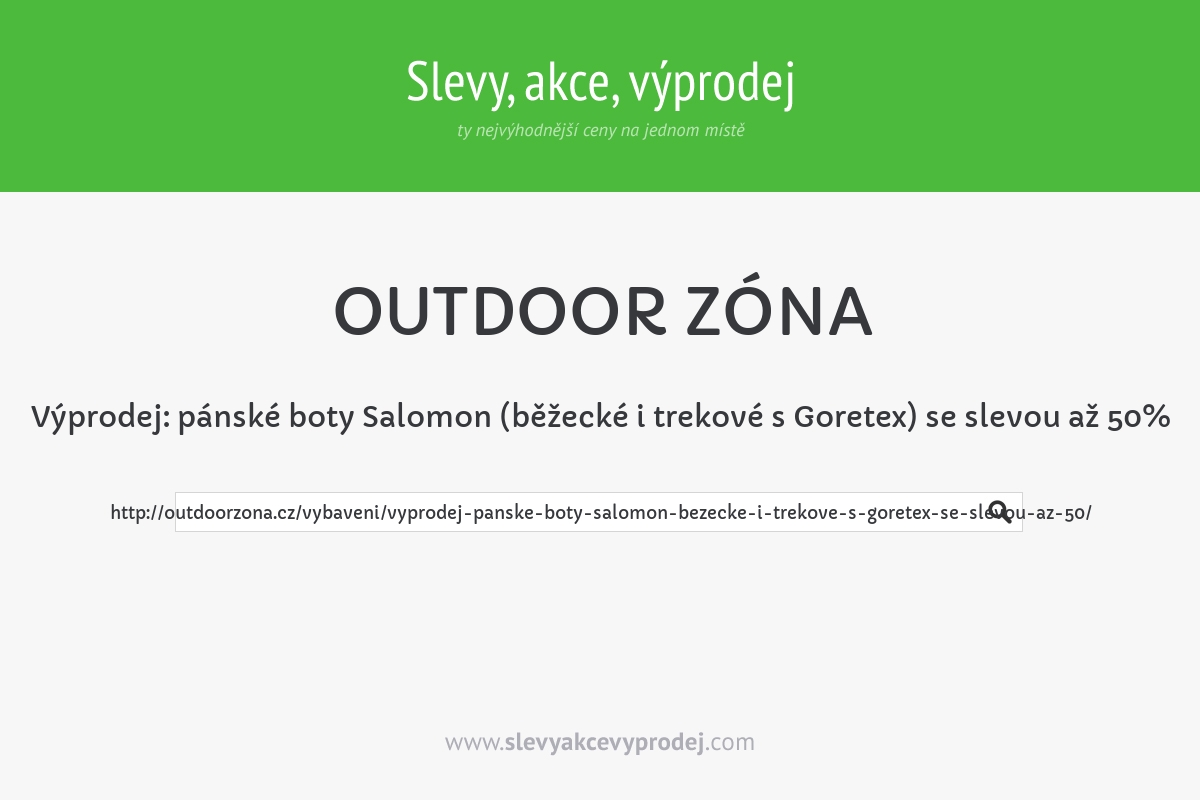 Výprodej: pánské boty Salomon (běžecké i trekové s Goretex) se slevou až 50%