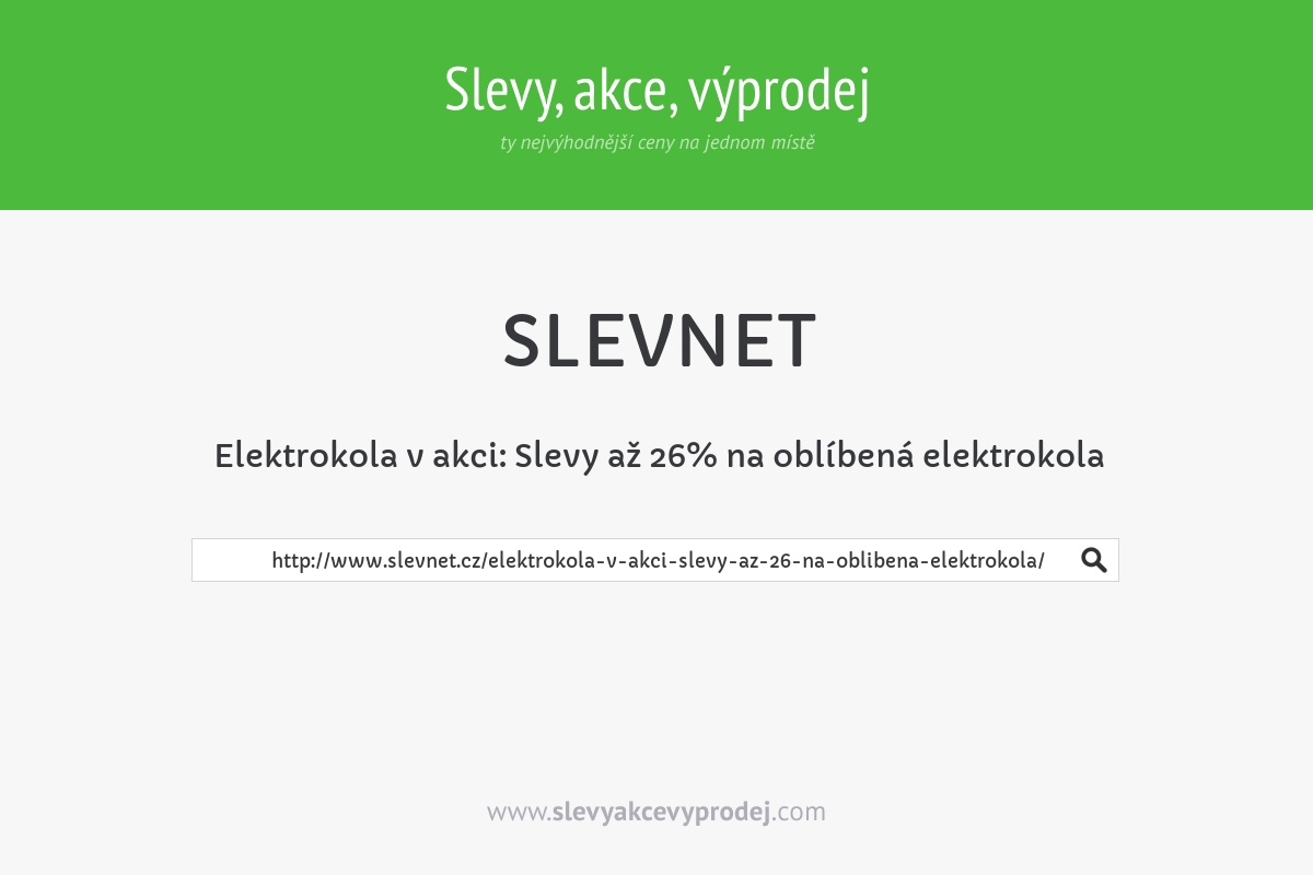 Elektrokola v akci: Slevy až 26% na oblíbená elektrokola