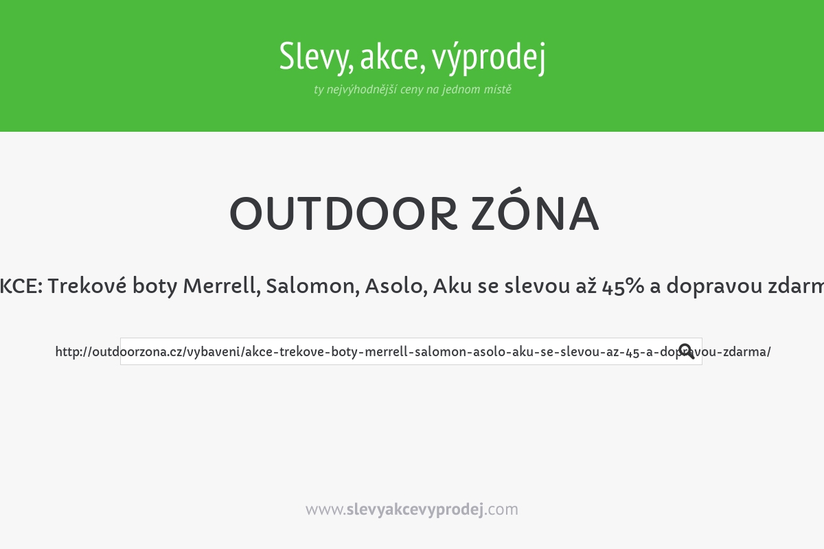 AKCE: Trekové boty Merrell, Salomon, Asolo, Aku se slevou až 45% a dopravou zdarma
