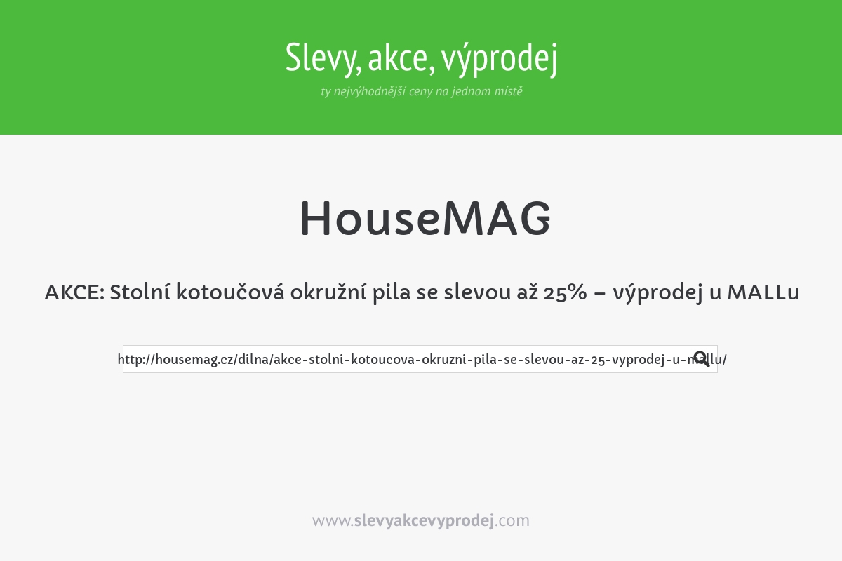 AKCE: Stolní kotoučová okružní pila se slevou až 25% – výprodej u MALLu