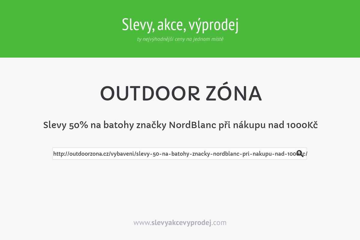 Slevy 50% na batohy značky NordBlanc při nákupu nad 1000Kč