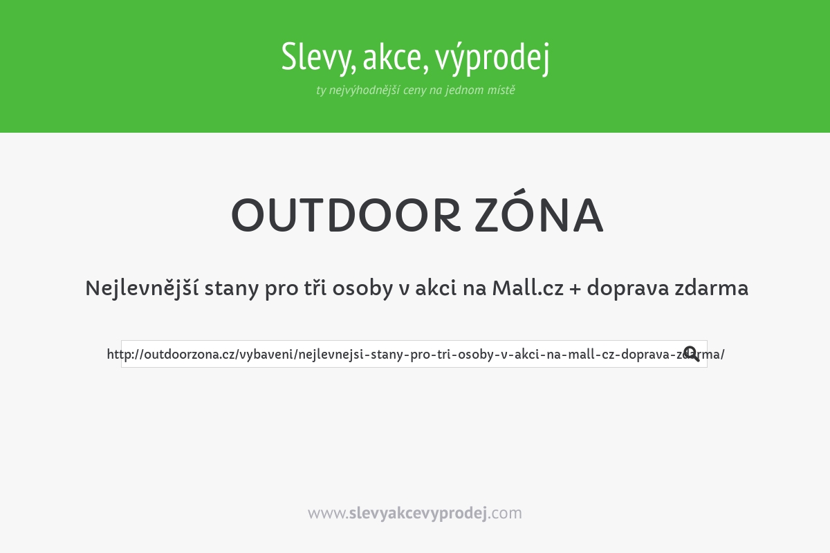 Nejlevnější stany pro tři osoby v akci na Mall.cz + doprava zdarma