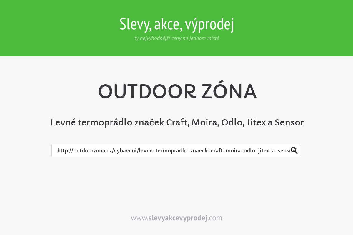 Levné termoprádlo značek Craft, Moira, Odlo, Jitex a Sensor