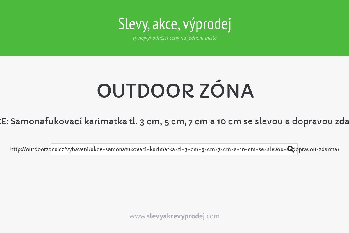 AKCE: Samonafukovací karimatka tl. 3 cm, 5 cm, 7 cm a 10 cm se slevou a dopravou zdarma