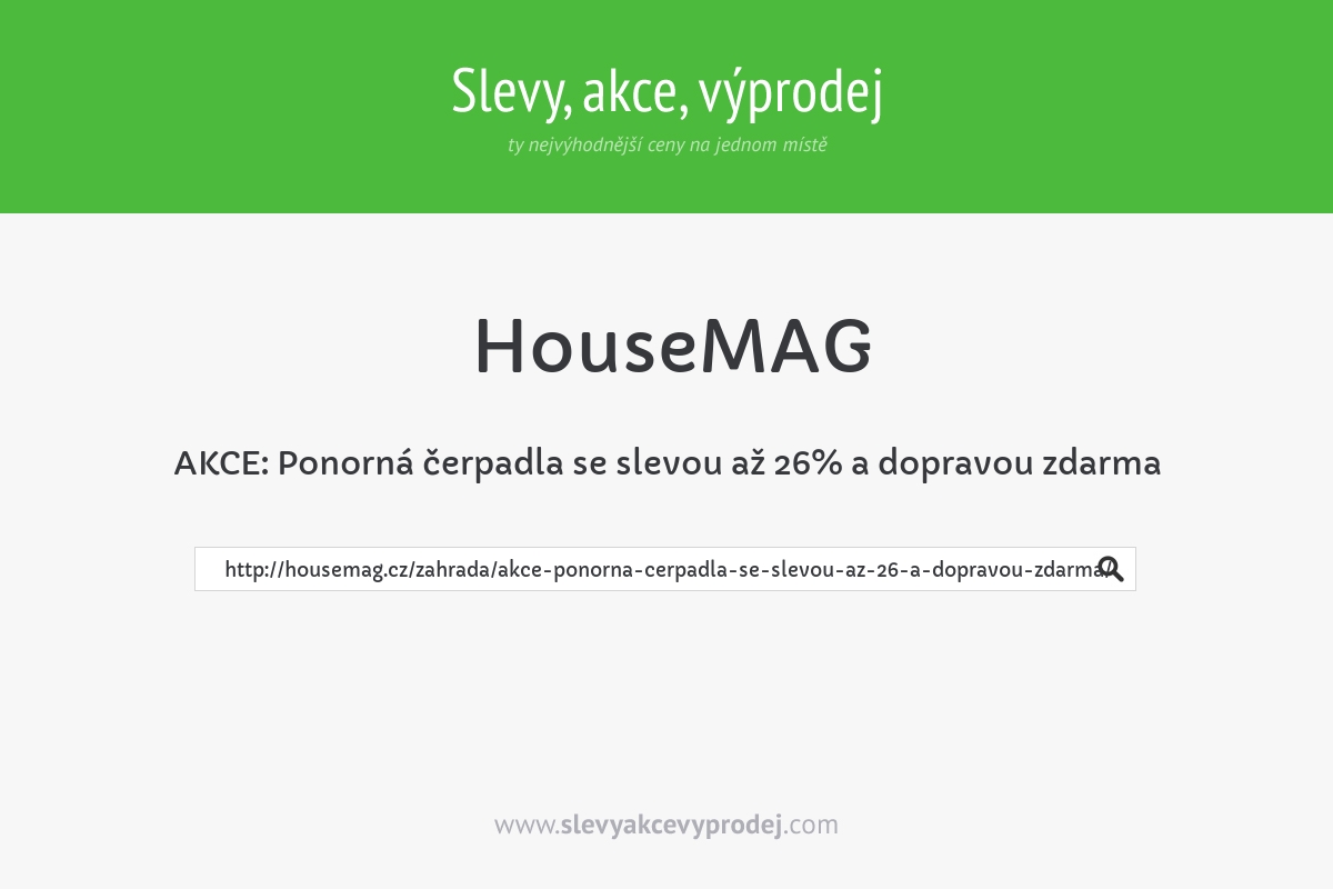 AKCE: Ponorná čerpadla se slevou až 26% a dopravou zdarma