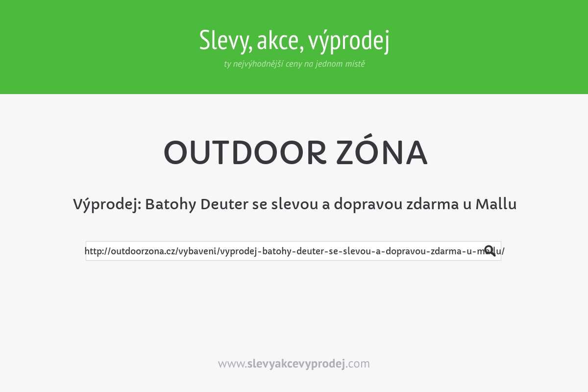 Výprodej: Batohy Deuter se slevou a dopravou zdarma u Mallu