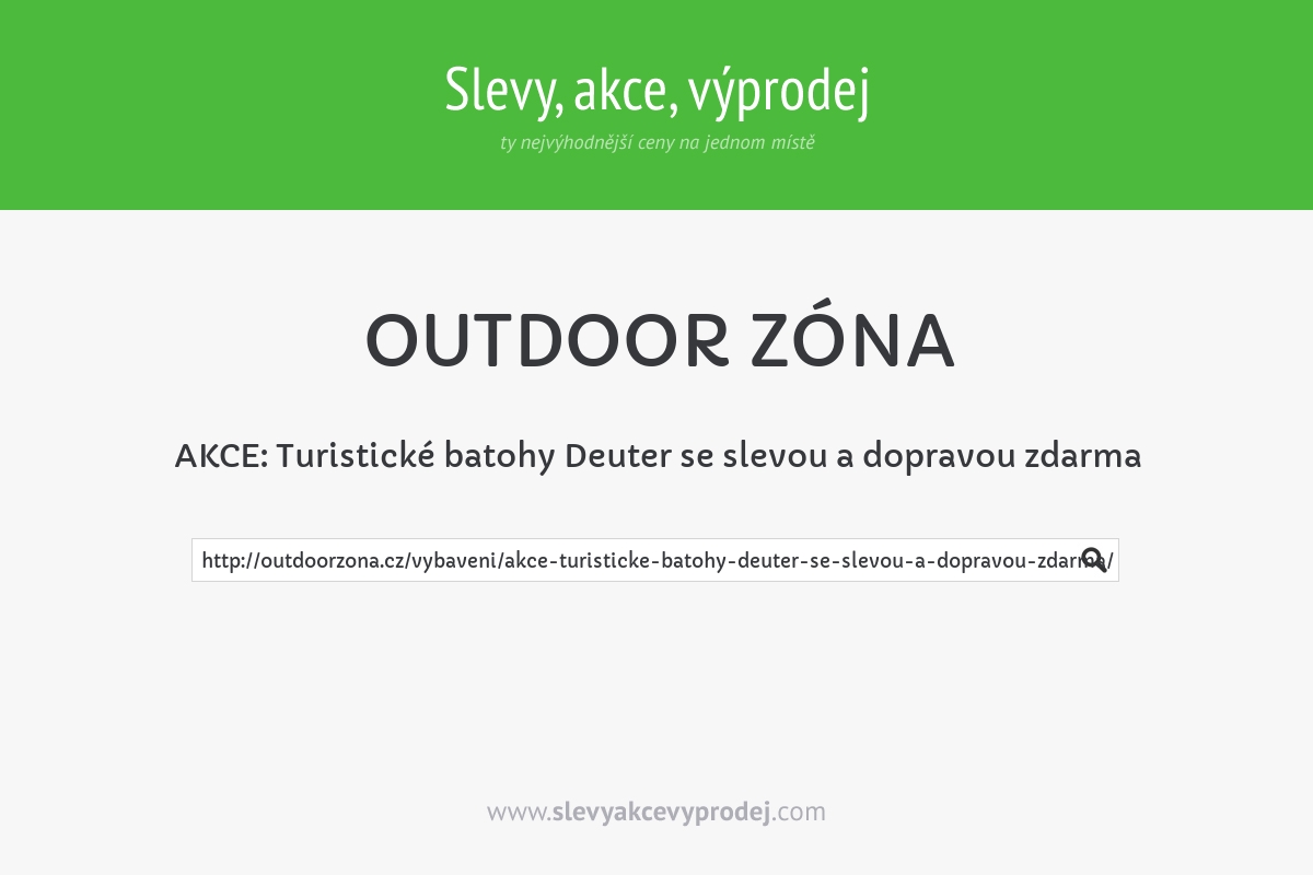 AKCE: Turistické batohy Deuter se slevou a dopravou zdarma