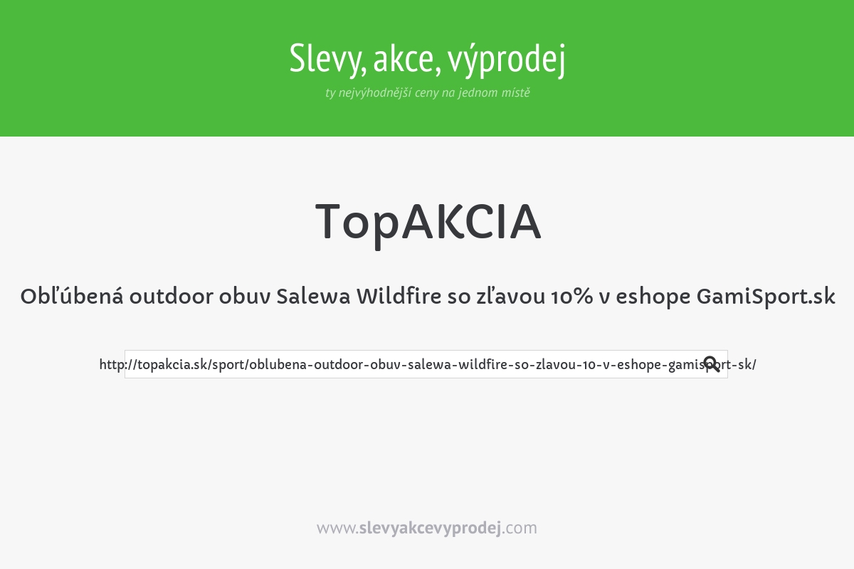 Obľúbená outdoor obuv Salewa Wildfire so zľavou 10% v eshope GamiSport.sk